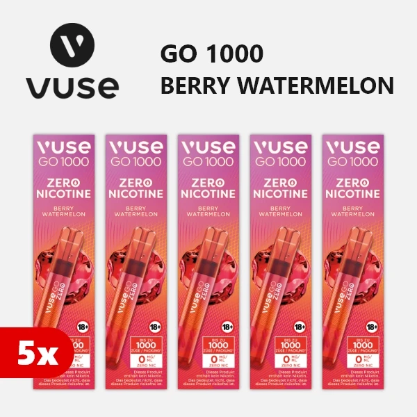 5x vuse go 1000 zero nicotine berry watermelon