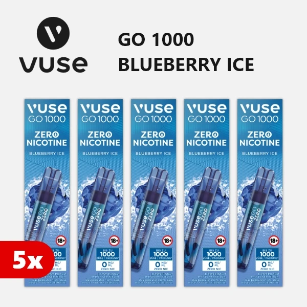 5x vuse go 1000 zero nicotine blueberry ice