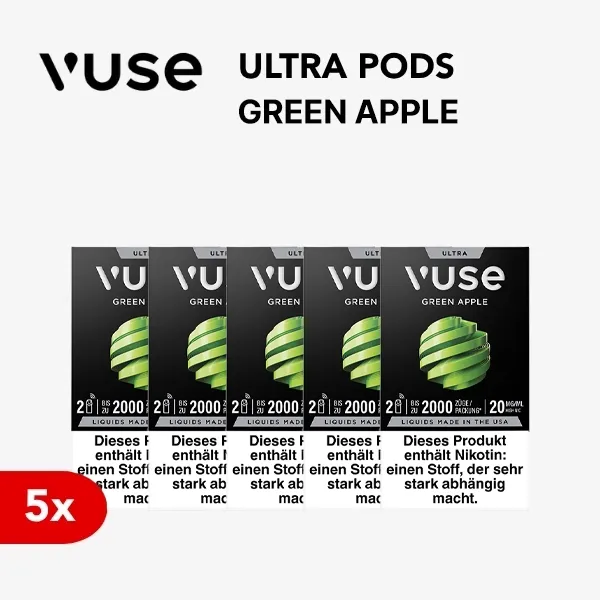 5x vuse ultra pods green apple 20mg