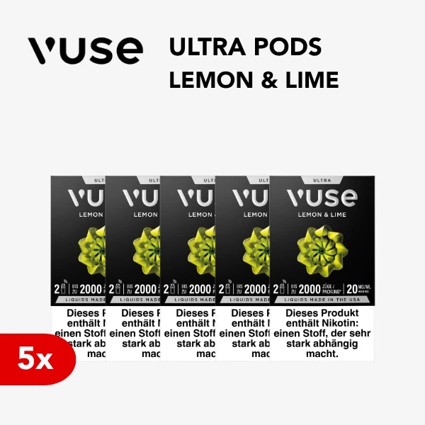 5x vuse ultra pods lemon & lime 20mg