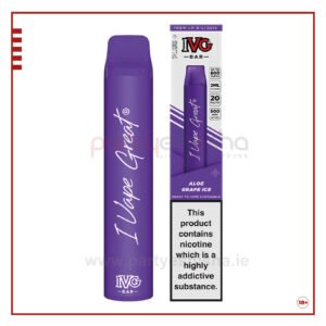 ivg bar plus disposable vape kit aloe grape ice