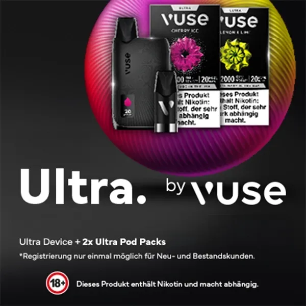 vuse ultra device charcoal black + 2x ultra pods vorteilspack