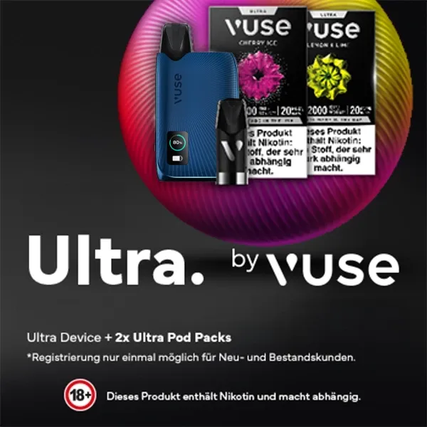 vuse ultra device indigo blue + 2x ultra pods vorteilspack